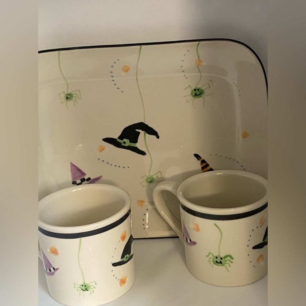 HARTSTONE Hartstone “Hocus Pocus” Halloween Ceramic Mugs & Plate Set